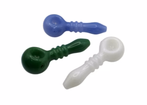 4ct 4" Triple Rings Flower Screen Bowl Spoon Hand Pipe