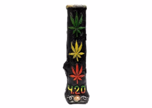 12″ Pichincha Hand Crafted Water Pipe – 3 Leaf Rasta 420