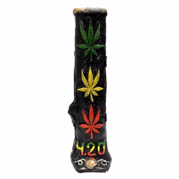 12″ Pichincha Hand Crafted Water Pipe – 3 Leaf Rasta 420