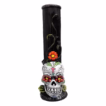 12″ Pichincha Hand Crafted Water Pipe – White Sugar Skull