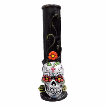 12″ Pichincha Hand Crafted Water Pipe – White Sugar Skull