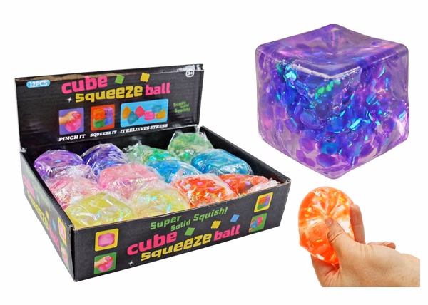 Cube Squeeze Ball Super Solid Squish 12pk