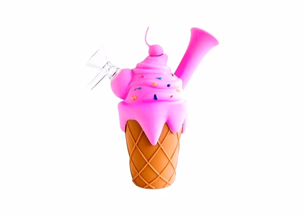 3ct 6" Silicone Art Ice Cream Water Pipe