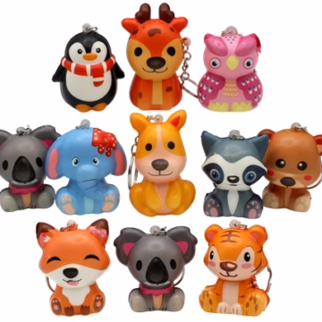 Squeeze Animals Squishy Keychain 12pk