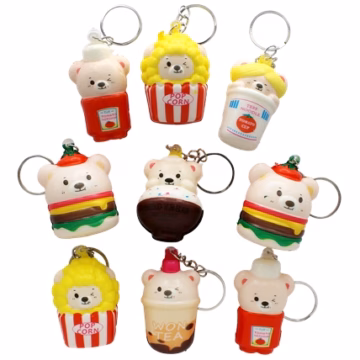 Squeeze Food Squishy Keychain 12pk