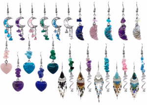 72pc Earring Display - Precious Stone Style