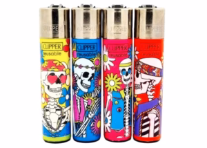 Clipper Lighter – Hippie Theme Skeletons 48pk