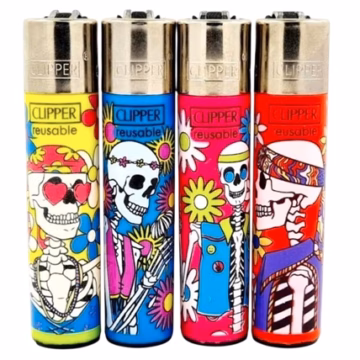 Clipper Lighter – Hippie Theme Skeletons 48pk