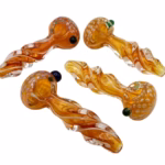 6ct 4" Gold Fumed Twisted Rod Honeycomb Head Hand Pipe