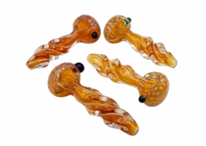 6ct 4" Gold Fumed Twisted Rod Honeycomb Head Hand Pipe