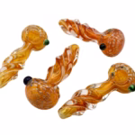 6ct 4" Gold Fumed Twisted Rod Honeycomb Head Hand Pipe