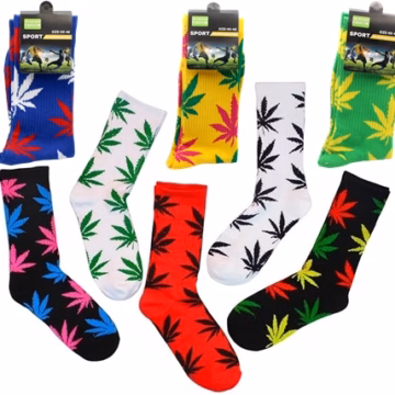 10ct Fashion Sport Socks Assortment - Leaf Design