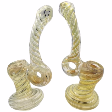4ct 6" Silver Fumed Candy Cane Donut Bubbler