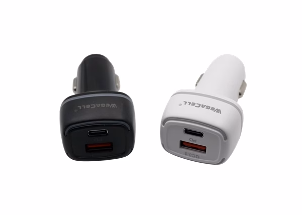 WegaCell Universal Dual Port Fast Charging USB-USB C Car Charger