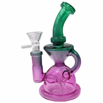 6" Double Step Color Design Mini Glass Recycler Water Pipe