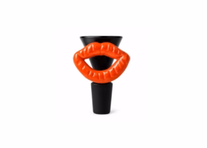 14mm Black Bowl with Colored Lip - Orange