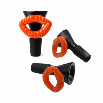 14mm Black Bowl with Colored Lip - Orange