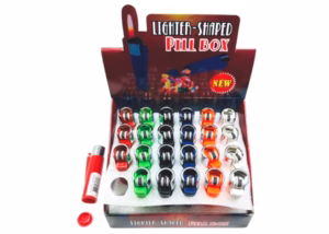 Lighter Shaped Pill Box - Round 24pk