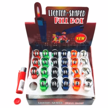 Lighter Shaped Pill Box - Round 24pk