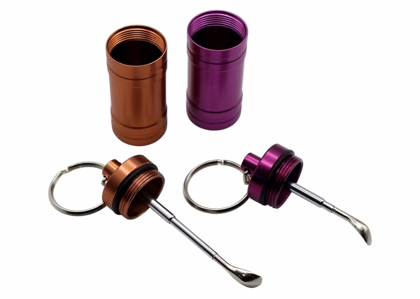 Airtight Pocket Pill Fob Canister with Adjustable Metal Spoon – 20mm x 45mm 30pk