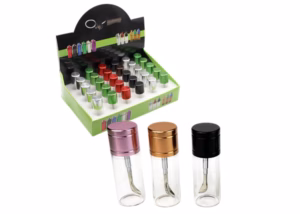 Glass Vial Bullet Snuffer with Adjustable Metal Spoon - 15mm x 40mm 30pk