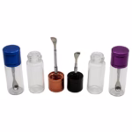 Glass Vial Bullet Snuffer with Adjustable Metal Spoon – 15mm x 45mm 30pk