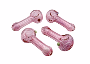 4ct 4" Pink Streak Transparent Spoon Hand Pipe