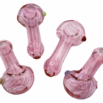4ct 4" Pink Streak Transparent Spoon Hand Pipe
