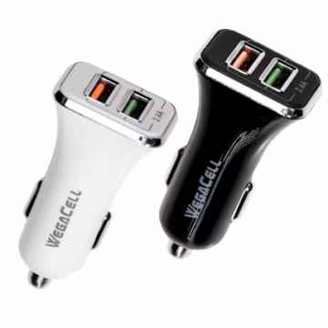 WegaCell Universal Dual Port Fast Charging USB - Car Charger