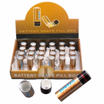 Battery Shape Pill Box Stash Container 24pk