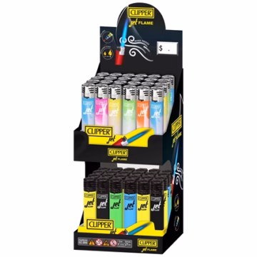Clipper Jet Flame Torch Lighters 2-Tier Mix 48pk