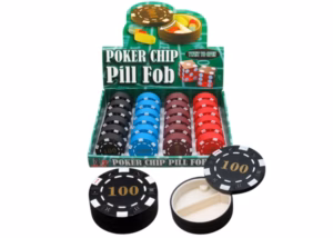 Poker Chip Shape Pill Box Stash Container 24pk