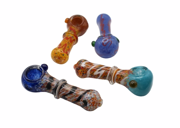 10ct 4" Assorted Color Mix Frit Single Rim Hand Pipe
