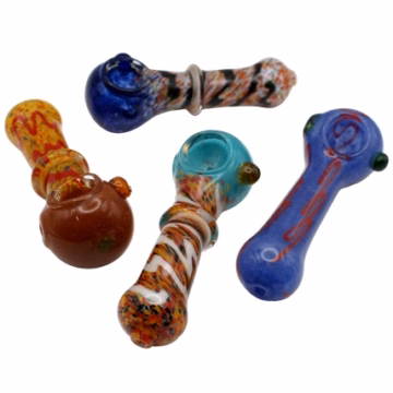10ct 4" Assorted Color Mix Frit Single Rim Hand Pipe