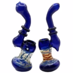 4ct 5.5" Double Rim Curvy Swirl Bubbler