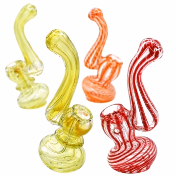 4ct 5" Mini Twisted Ribbon Clear Body Bubbler Assortment