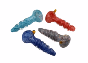 4ct 4" Mixed Frit Art Twisted Body Hand Pipe