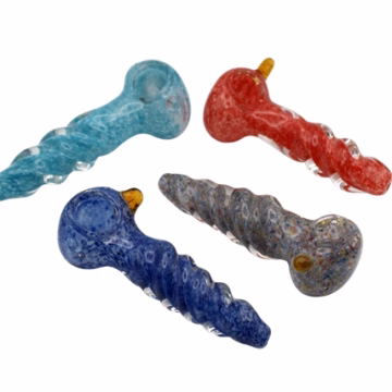 4ct 4" Mixed Frit Art Twisted Body Hand Pipe