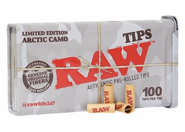 RAW Arctic Camo Tin with 100ct Pre Rolled Tips 6pk - Image 3