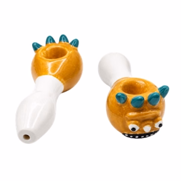 2ct 4.5" Ceramic R&M Face Art Hand Pipe