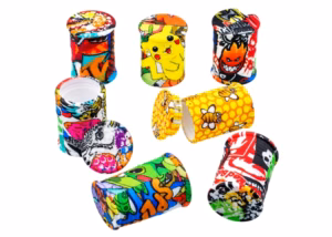 Silicone Stash Container – 11ml Cartoon Graffiti Barrel Jars 30pk