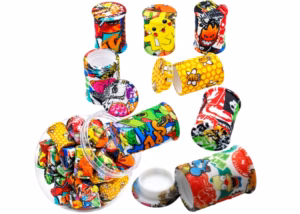 Silicone Stash Container – 11ml Cartoon Graffiti Barrel Jars 30pk