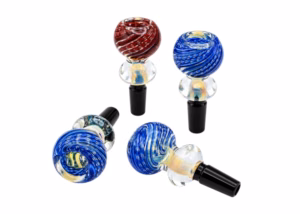 4ct 14mm Silver Fumed Art Double Ball Art Bowl