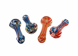 6ct 3.5" Silver Fumed Ribbon Line Spoon Hand Pipe