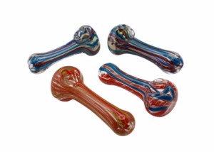 6ct 3.5" Silver Fumed Ribbon Line Spoon Hand Pipe