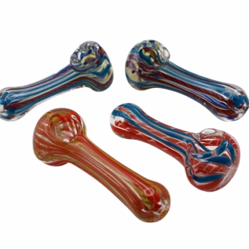 6ct 3.5" Silver Fumed Ribbon Line Spoon Hand Pipe